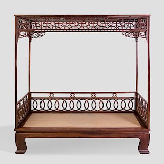 Chinese Carved Hardwood Bed