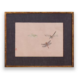 Japanese School: A Cricket and Two Dragonflies
