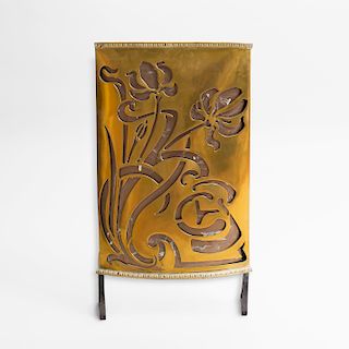 Art Nouveau Brass Fire Screen