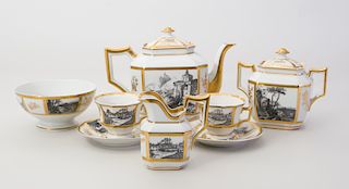 Haviland Limoges Porcelain Tea Service Decorated En Grisaille