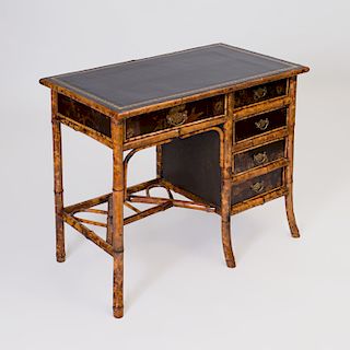 Brass-Mounted Bamboo and Lacquer Desk
