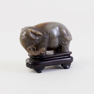 Chinese Carved Jade Model of an Elephant