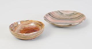 Carved Hardstone Bowl and a Rhodonite Dish