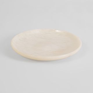 Italian Carved Alabaster Circular Shallow Dish 