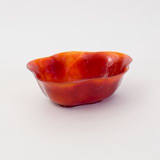 Chinese Carved Agate Lobed Bowl