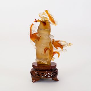 Chinese Carved Carnelian Vase and Cover