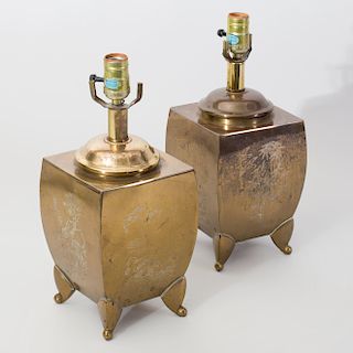 Pair of Asian Style Brass Table Lamps 