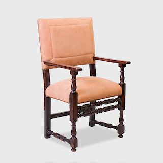 Continental Baroque Style Carved Walnut Armchair