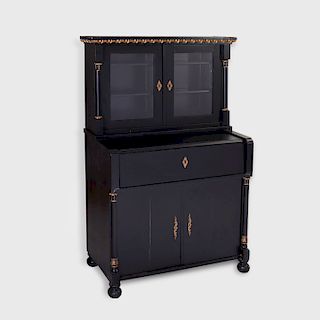 Continental Neoclassical Style Parcel-Gilt and Ebonized Secretaire