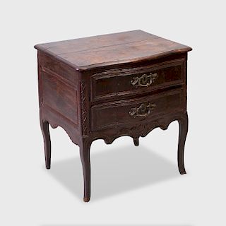 Louis XV Style Provincial Carved Oak Serpentine-Fronted Commode
