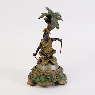 Continental Painted and Parcel-Gilt Bronze Figural Bell