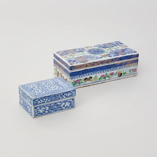 Two Chinese Export Porcelain Boxes and Covers