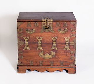 Brass-Mounted Hardwood Chest in the Chinese Taste