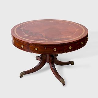 Regency Mahogany Drum-Top Table 