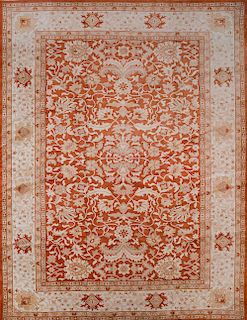 Indian Mahal Design Orange Ground Carpet