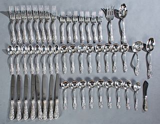 Fifty-Three Piece Set of Sterling Flatware, by Towle, in the "King Richard" pattern, consisting of 8 dinner knives, a master butter knife, 7 salad for