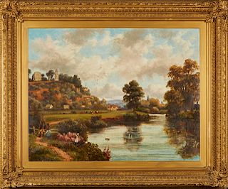John Joseph Hughes (1820-1909, British), "Bridgnorth, Shropshire", 1908, oil on canvas, signed and dated lower left, inscribed "Bridgnorth" en verso, 