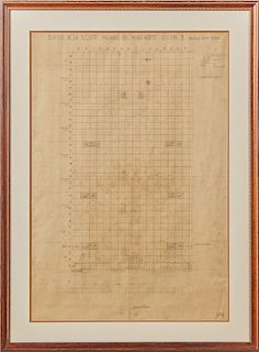 Juan O'Gorman (1905-1992, Mexican), "Edificio de la S.C.O.P. Mosaico del Muro Norte Section B," 20th c., graphite sketch for the Centro SCOP building 