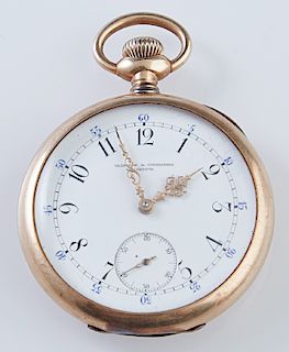 14K Yellow Gold Vacheron & Constantin Pocket Watch, 1905-1910, Size 12S, Ser. # 297351, running, H.- 2 1/2 in., W.- 1 7/8 in.