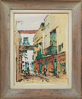 Arnold Turtle (1892-1954, New Orleans), "Exchange Alley, New Orleans," watercolor and ink, titled lower left, signed lower right, presented in a pickl