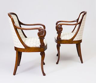 Pair of Empire Style Beechwood Armchairs