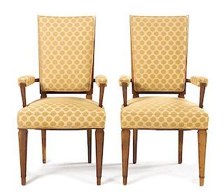 A Pair of Directoire Style Fauteuils, Height 41 1/2 inches.
