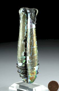 Roman Glass Double Unguentarium w/ Stunning Iridescence