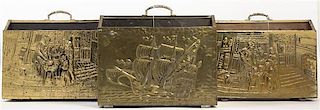 Three Victorian Brass Canterburies, Width of widest 16 1/4 inches.