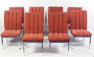 A Set of Eight Contemporary Upholstered Dining Chairs, Height 39 inches.