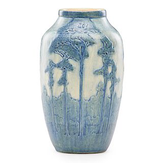 A.F. SIMPSON; NEWCOMB COLLEGE Vase with pine trees