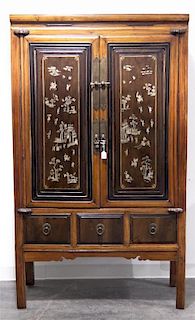 A Chinese Inlay Armoire, Height 69 x width 41 x depth 21 1/2 inches.