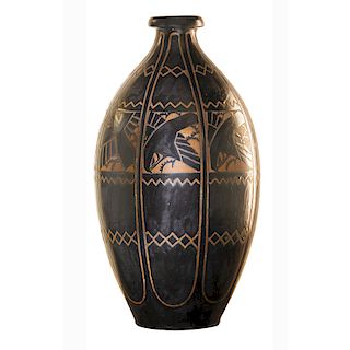 C. CATTEAU; BOCH FRERES Large Grès Keramis vase