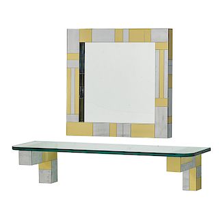 PAUL EVANS; DIRECTIONAL Cityscape mirror and shelf