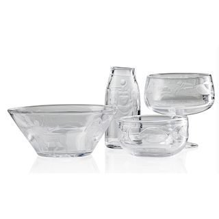 ERIK HOGLUND; KOSTA BODA Four glass vessels