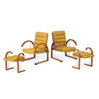 DAKOTA JACKSON Pair of lounge chairs, benches