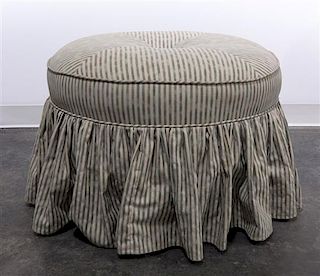 An Upholstered Stool, Height 19 x diameter 26 1/2 inches.