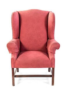 A Georgian Style Mahogany Wingback Armchair, Height 42 inches.