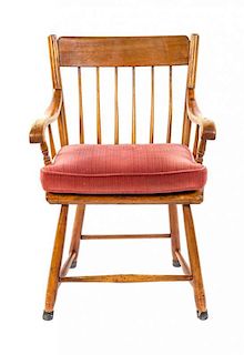 An American Pine Open Armchair, Height 33 inches.
