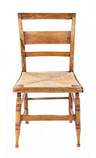 An American Pine Side Chair, Height 32 inches.