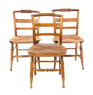 An Assembled Set of Three American Side Chairs, Height of tallest 32 1/2 inches.
