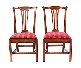 A Pair of Chippendale Style Mahogany Side Chairs, Height 37 1/4 inches.