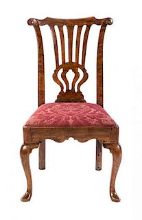 An American Chippendale Style Maple Side Chair, Height 34 1/4 inches.