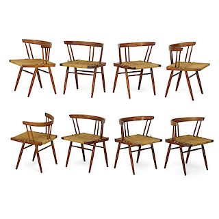 GEORGE NAKASHIMA Eight Grass-Seated chairs