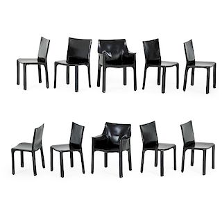 MARIO BELLINI; CASSINA Set of ten Cab chairs