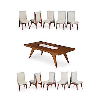 VLADIMIR KAGAN Dining table and set of ten chairs