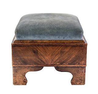 An American Empire Style Mahogany Ottoman, Height 13 x width 16 3/4 x depth 16 3/4 inches.