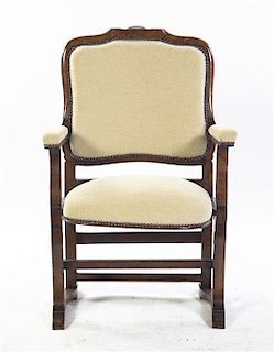 A French Upholstered Theater Chair, Height 38 1/2 inches.