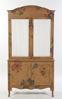 A French Provincial Style Painted Cabinet, Height 72 1/4 x width 38 x depth 16 1/2 inches.