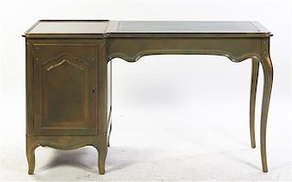 A Painted Pedestal Desk, Height 29 x width 51 x depth 22 inches.