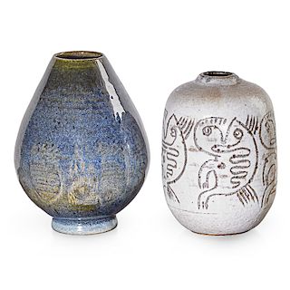 EDWIN AND MARY SCHEIER Two small vases